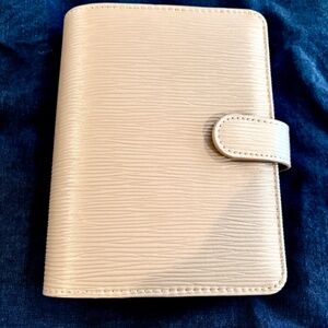 Beautiful Taupe/Neutral Personal Planner cover in epi leather from The Line